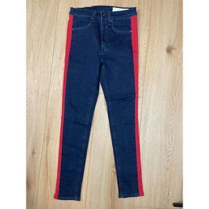 Rag & Bone Skinny Jeans Navy with Red Side Stripe Size 27